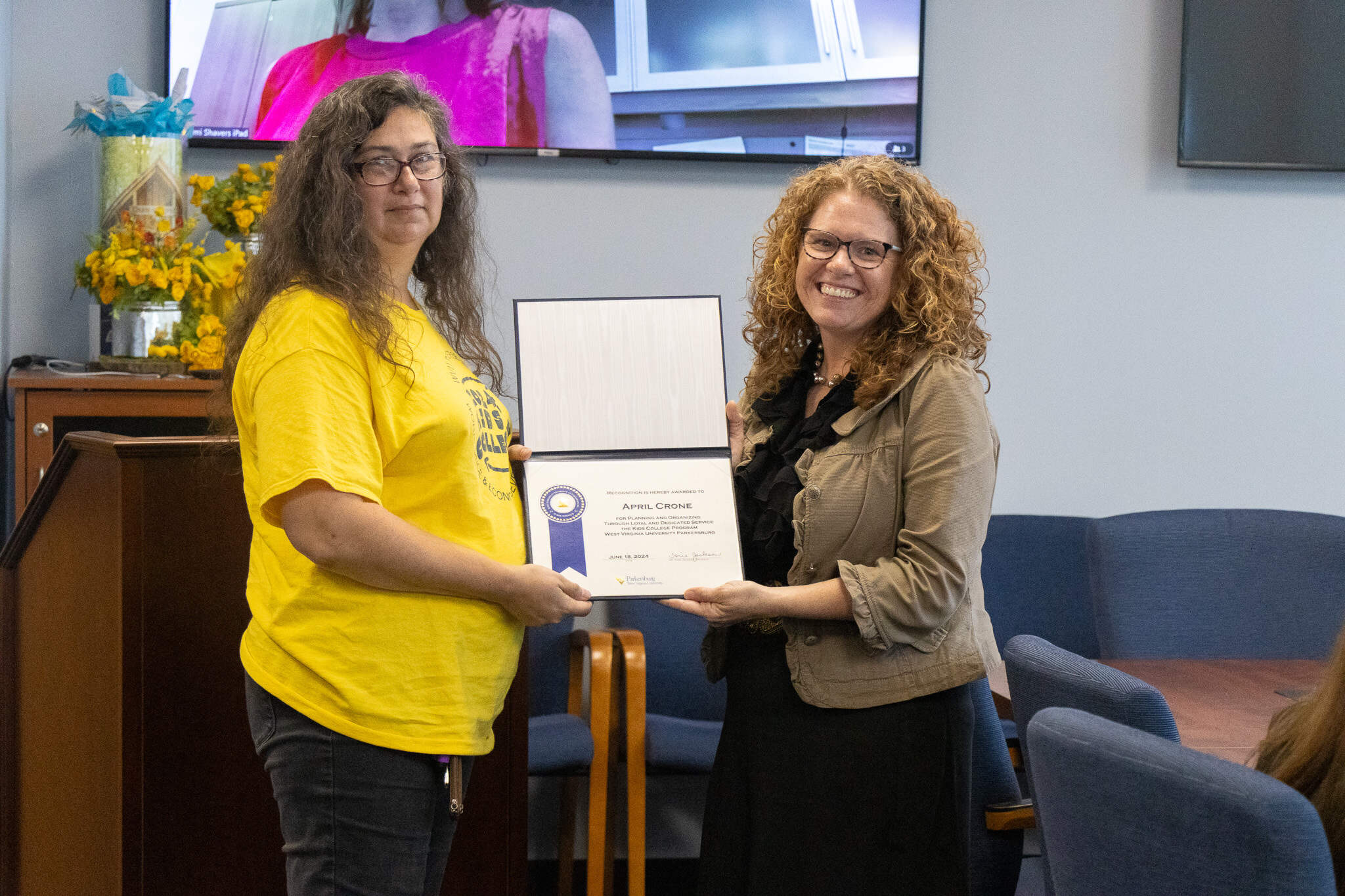 WVU Parkersburg’s BOG recognizes April Crone for involvement in Kids’ College